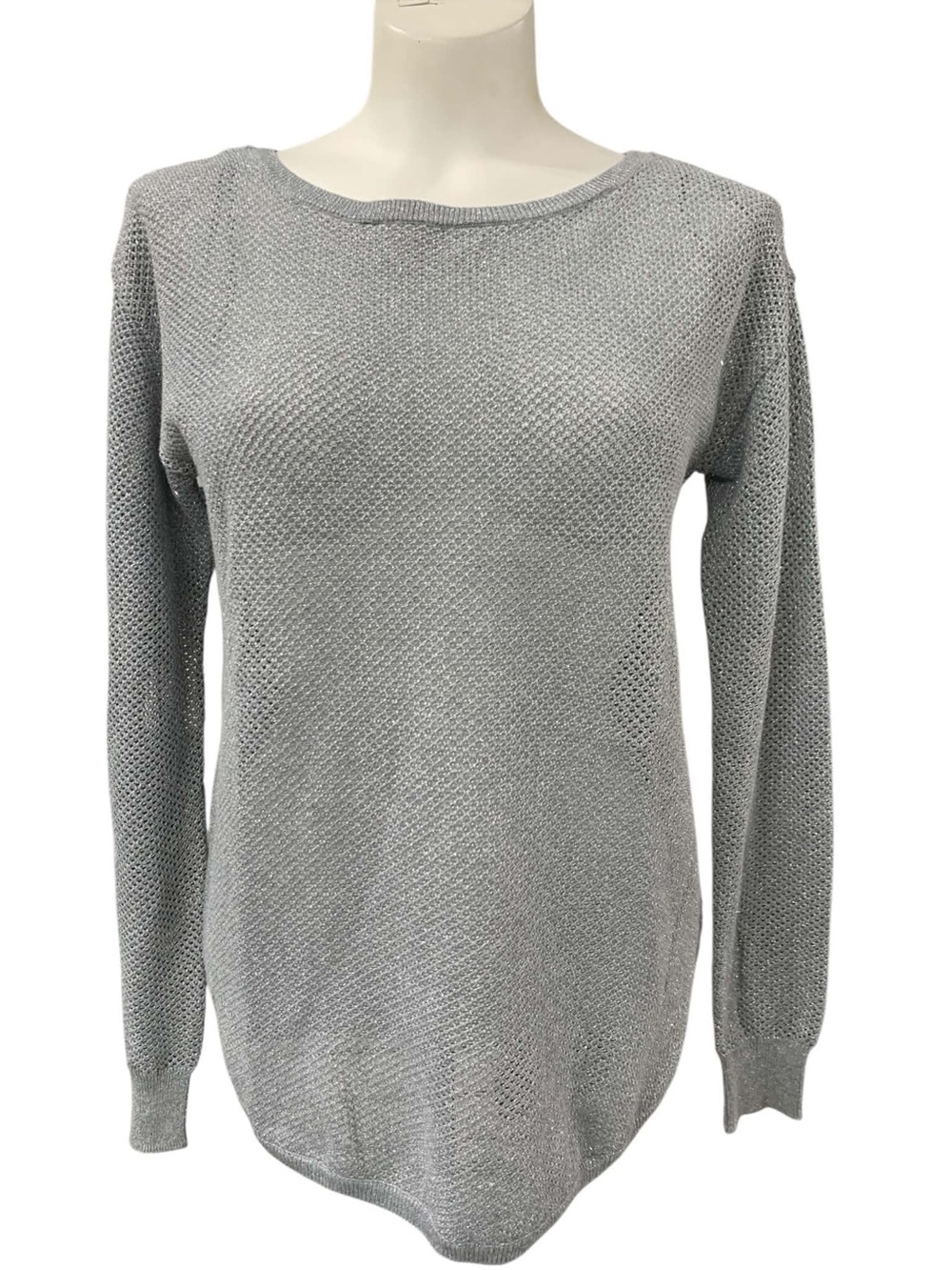 Michael Kors Light Gray Open Knit Crewneck Sweater Size XS